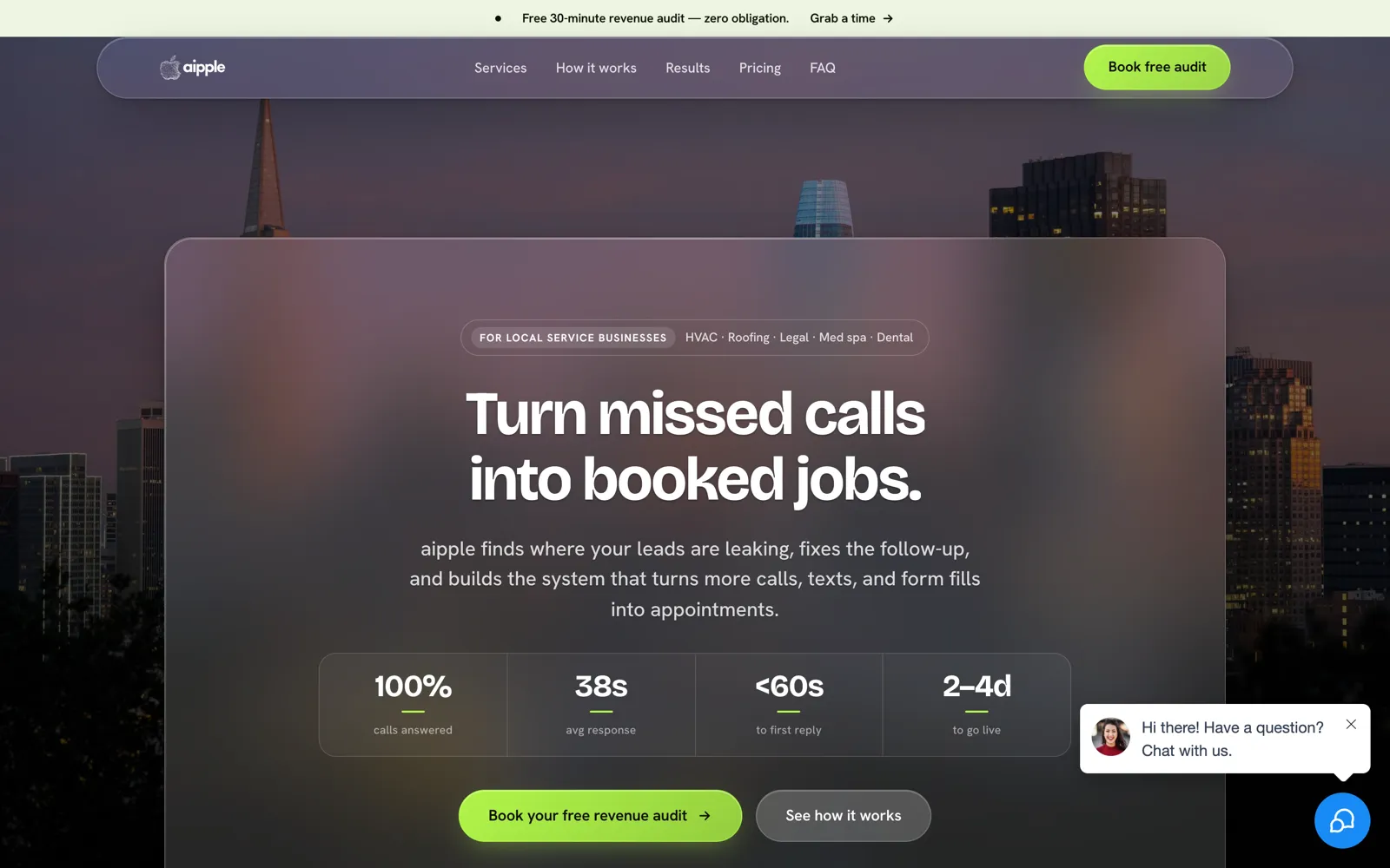 Screenshot of the Aipple homepage