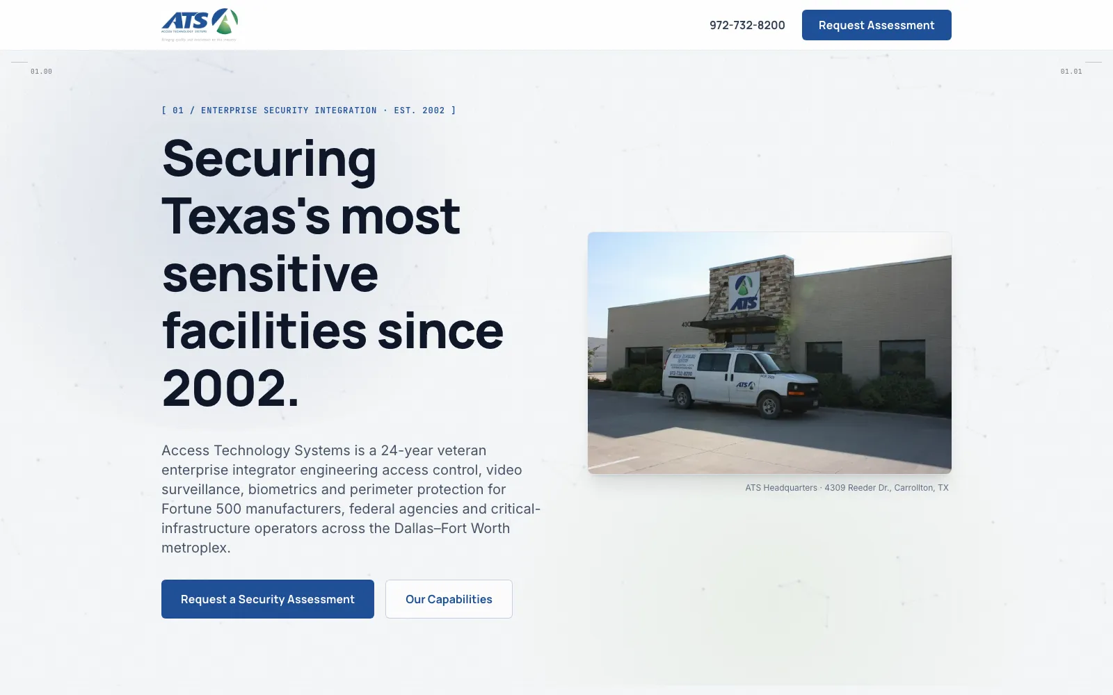 Screenshot of the Access Technology Systems homepage