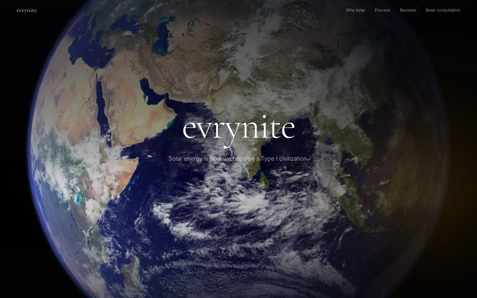 Screenshot of the evrynite homepage