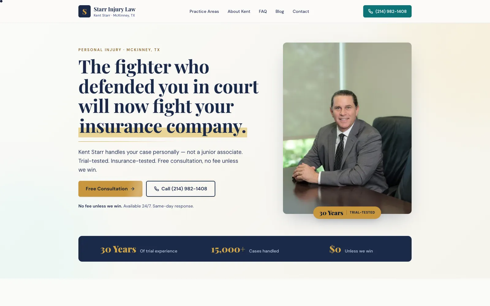 Screenshot of the Starr Injury Law homepage